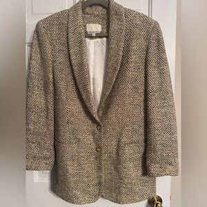 Cache 100% Handwoven Silk Textured Blazer Jacket Shawl Collar Size M